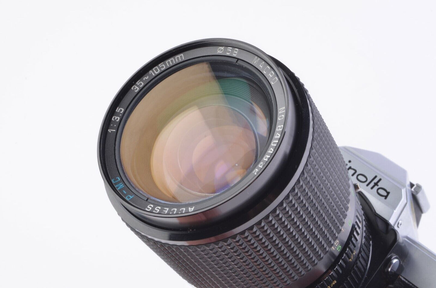 Minolta XG-1 35mm SLR w/35-105mm zoom, flash, hood, case, Tested, Great!