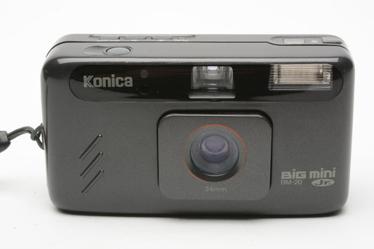 Konica Big Mini Jr. BM-20 35mm Point&Shoot camera, case+manual+strap tested