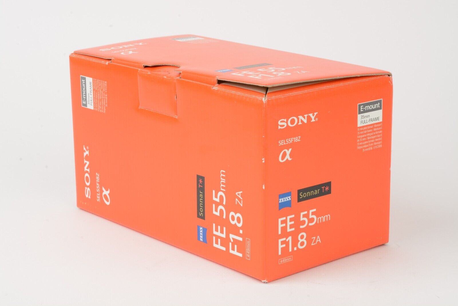 MINT SONY ZEISS SONNAR T* FE 55mm F1.8 ZA LENS, BOXED, USA, POUCH, HOOD,  CAPS