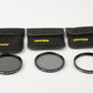 EXC++  3X TIFFEN 72mm FILTERS IN POUCHES:  UV, POLA, ND6, NICE & CLEAN