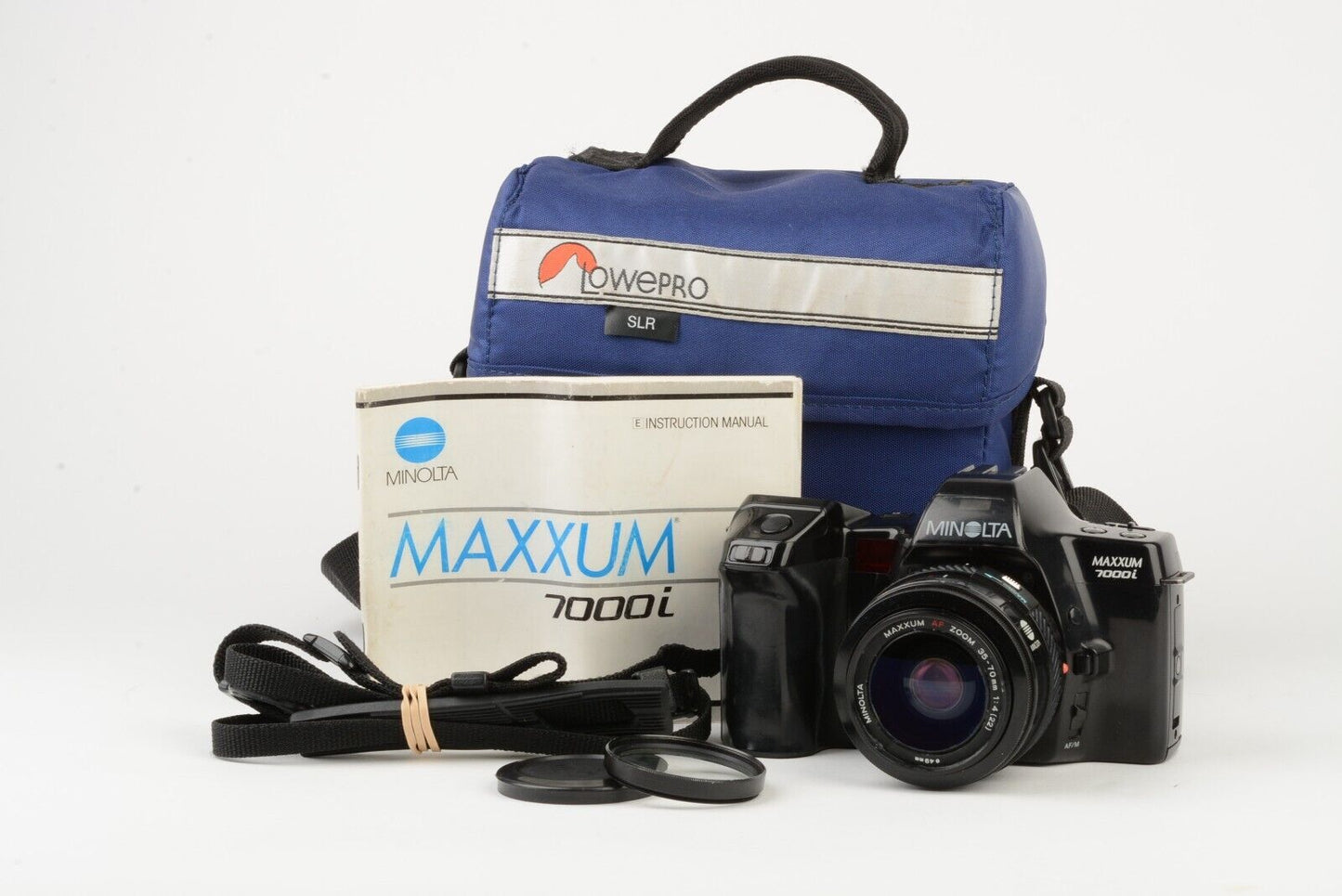 Minolta Maxxum 7000i 35mm SLR w/35-70mm f4 zoom, cap+strap+manual tested