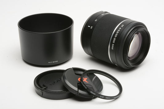 Sony 55-200mm f4-5.6 DT SAM SAL55200-2 zoom lens, hood+caps