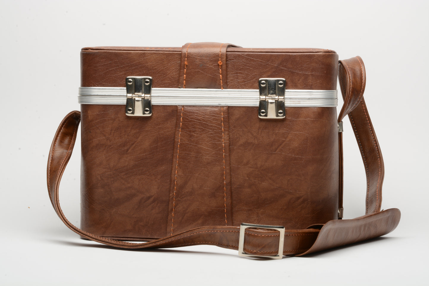 Vintage camera case bag shoulder bag ~12x5.5x8.5" faux leather w/insert