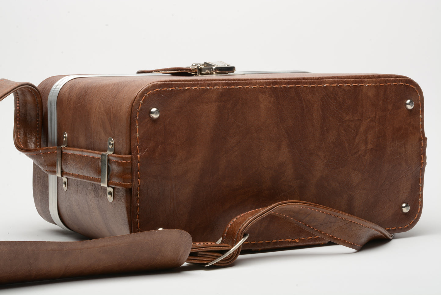 Vintage camera case bag shoulder bag ~12x5.5x8.5" faux leather w/insert