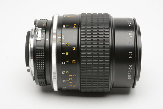 Nikon Micro-Nikkor 105mm F4 AI mount, very clean, sharp, caps