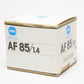 Minolta Maxxum AF 85mm f1.4 G "new" portrait lens, case, box, sharp!