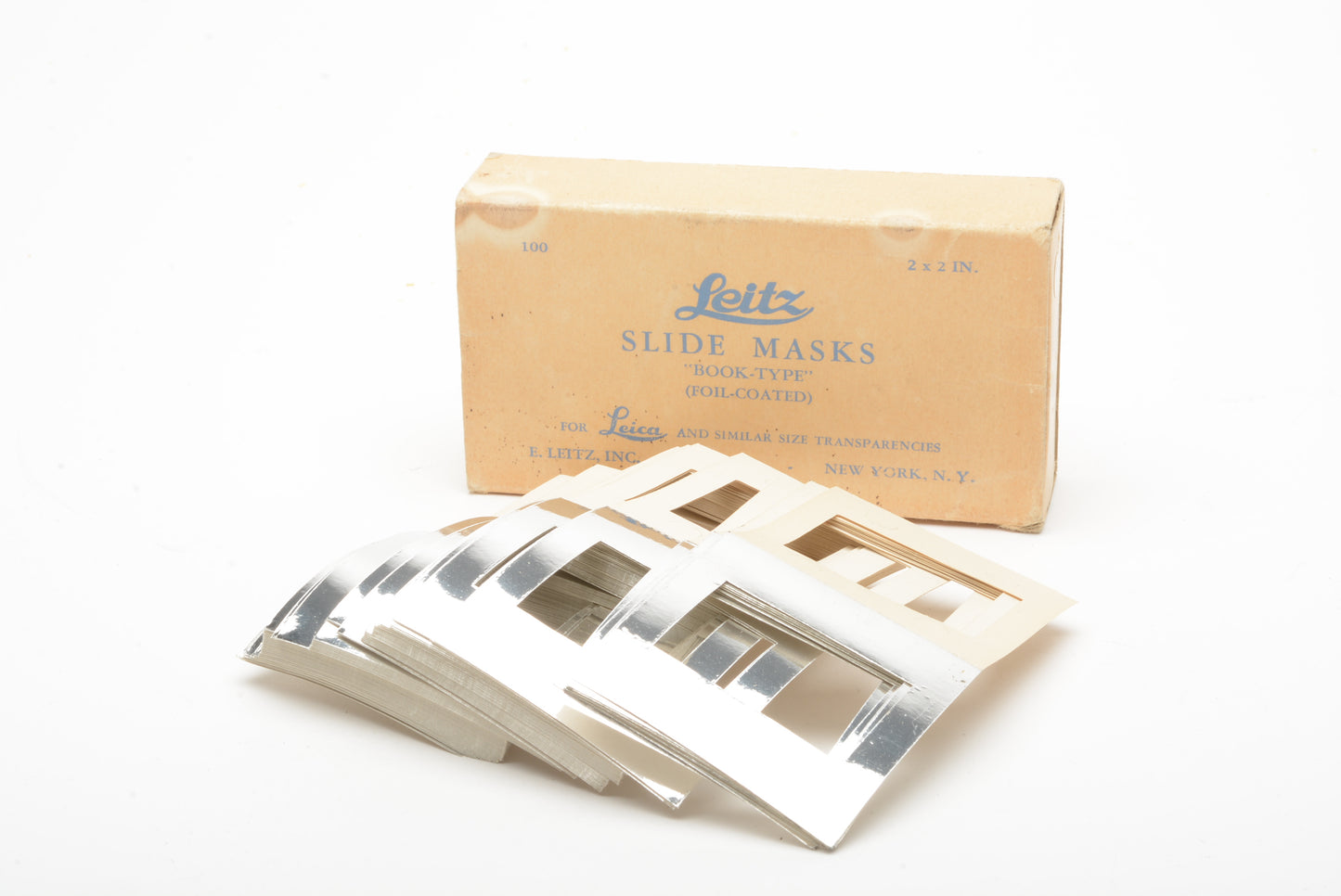 Leitz 35mm 2x2" slide masks book type foil coated (100ea)