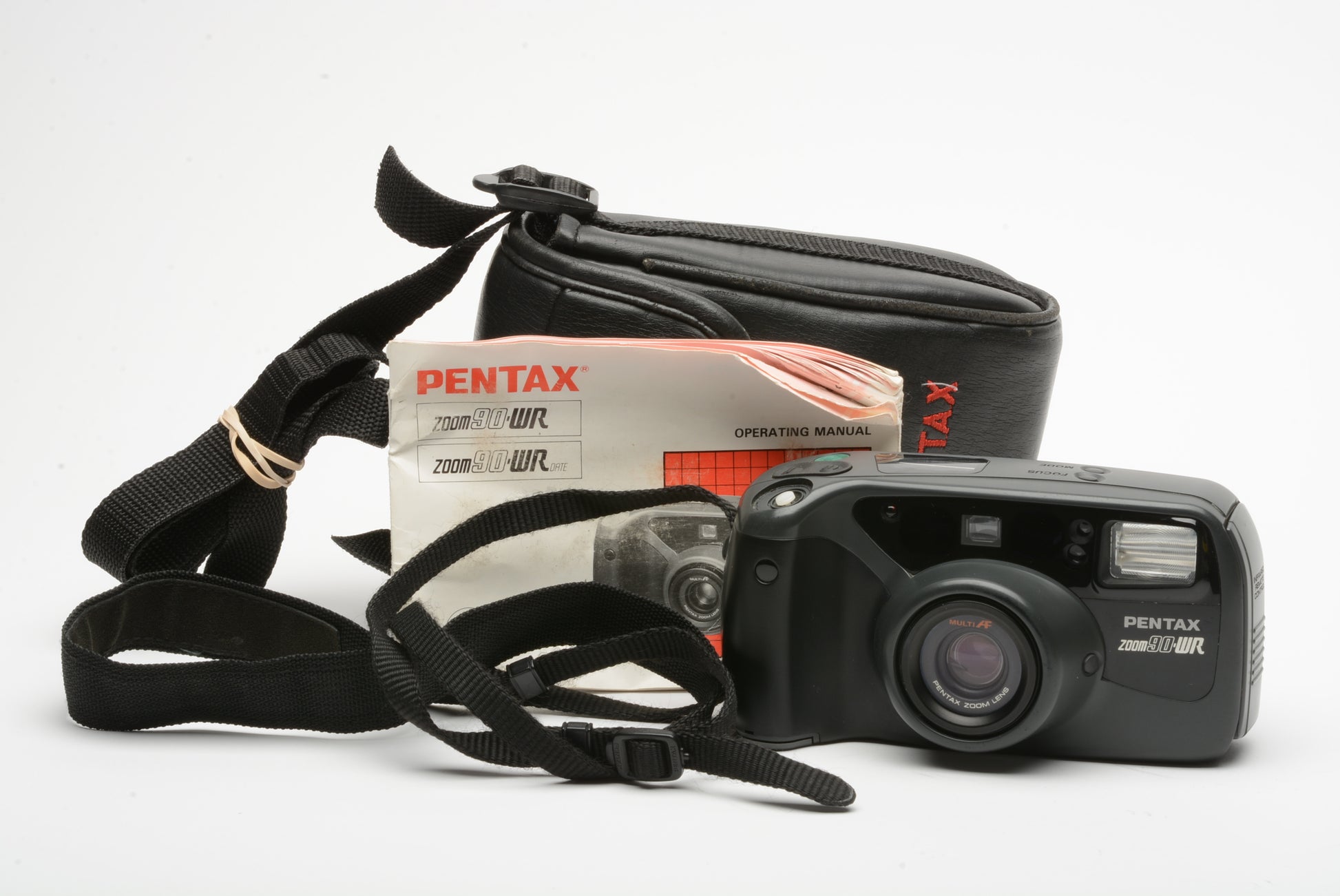Pentax Zoom 90WR 35mm Point&Shoot camera, case, manual, strap