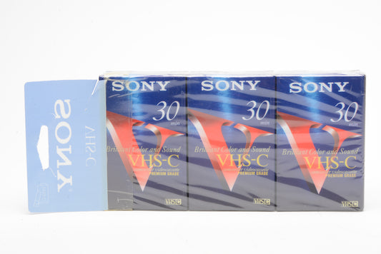 Set of 3 Sony VHS/C 30minutes Premium Grade tapes TC-30VHGF