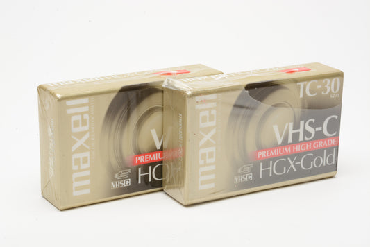 2X Maxell TC-30 VHS-C HGX Gold video cassettes