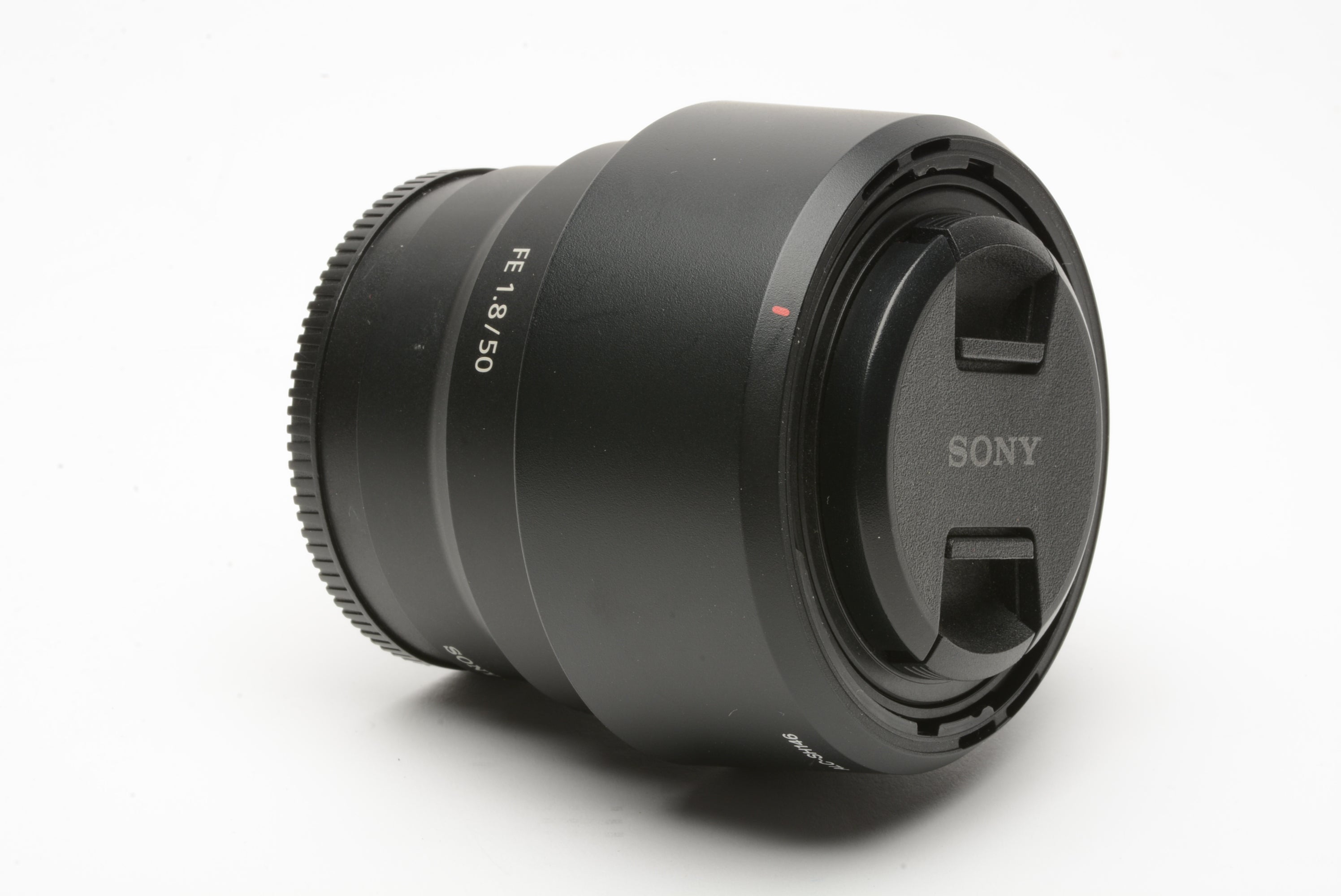 Sony 50mm f1.8 FE SEL50f18F Prime lens, caps+hood – RecycledPhoto