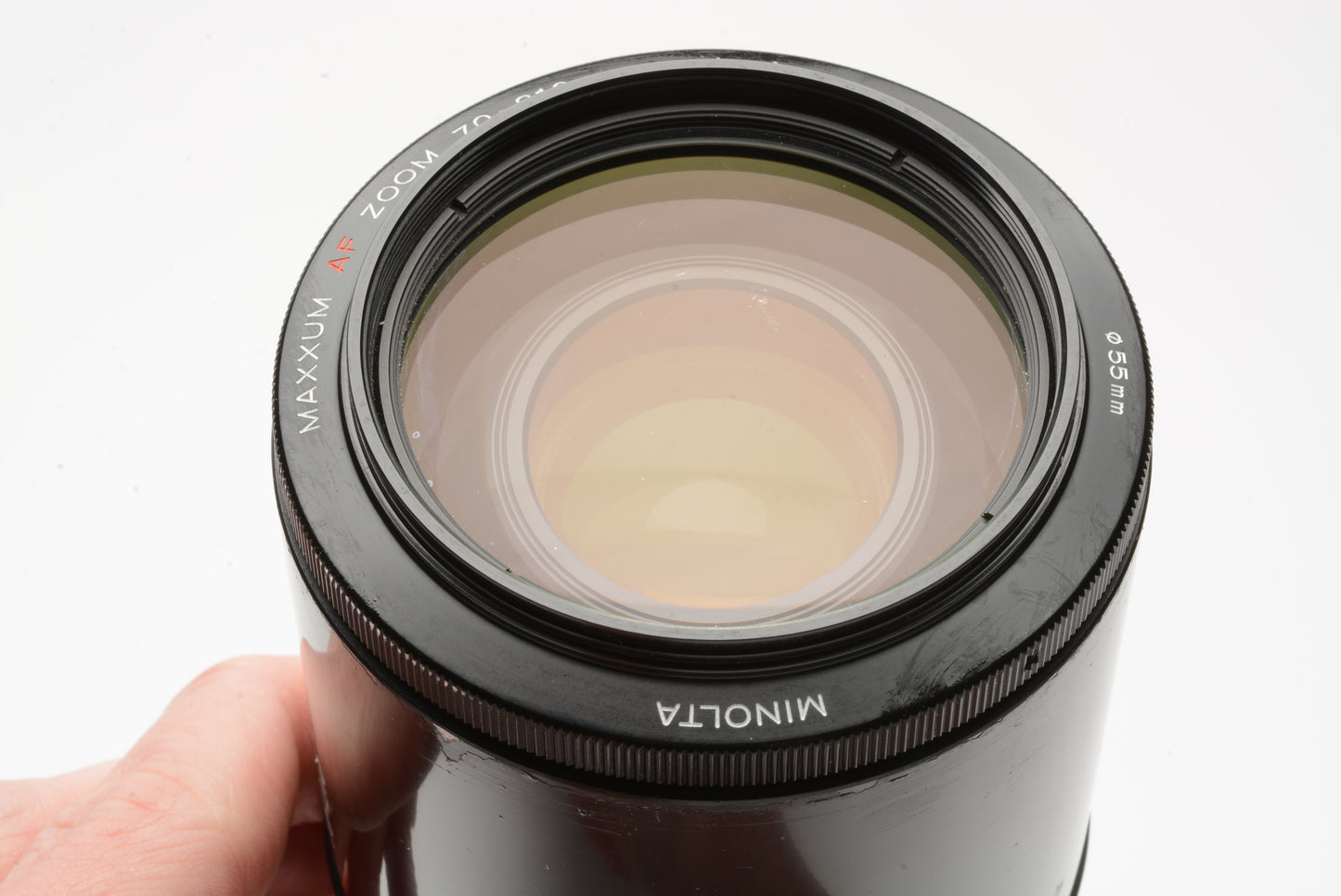 Minolta Maxxum 70-210mm F4 AF zoom lens, hood, caps, "Beer Can" *Read