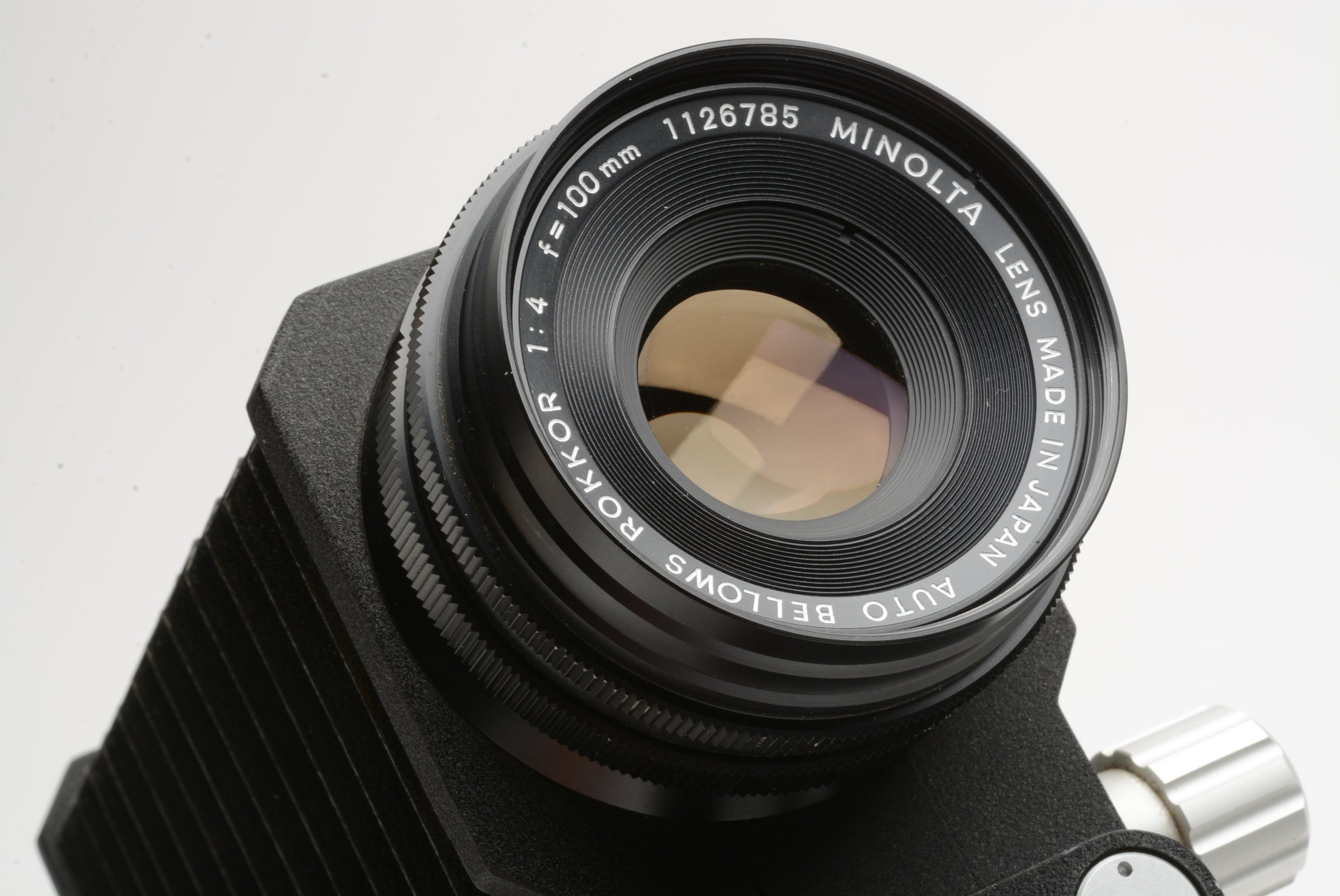 Minolta Macro 100mm f4 Rokkor-X lens w/Minolta Auto Bellows MD mount, very  clean